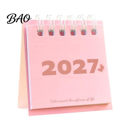 Standing Paper Memo Pad Mini Desk Calendar 2027, Jan. 2027 to Dec. Flip Small Fresh Style Office Accessory Desktop Calendar, 12 Monthly Planner
