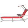 Folding Sun Lounger with Sunshade Steel Red
