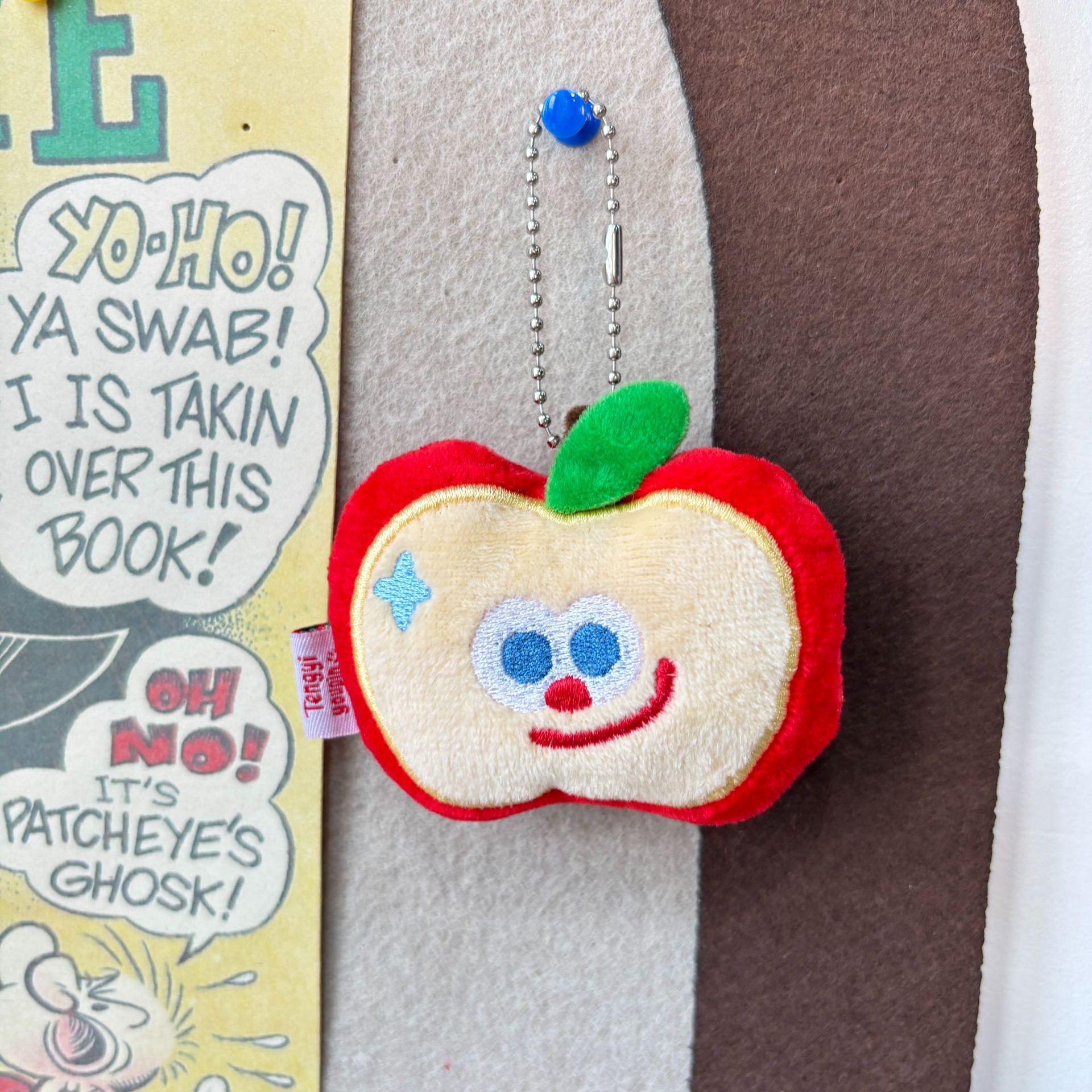 Cute Half Apple Plush Keychain Pendant for Girls Bags