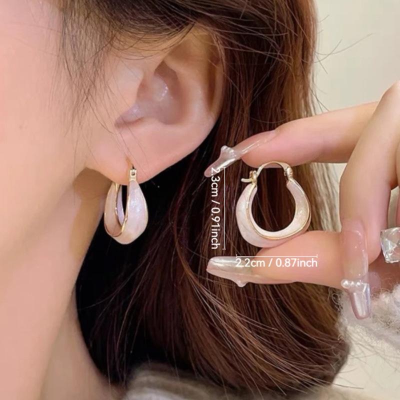 

Feminine Temperament Circle Drop Glazed Earrings 1 pair of earrings рожевий