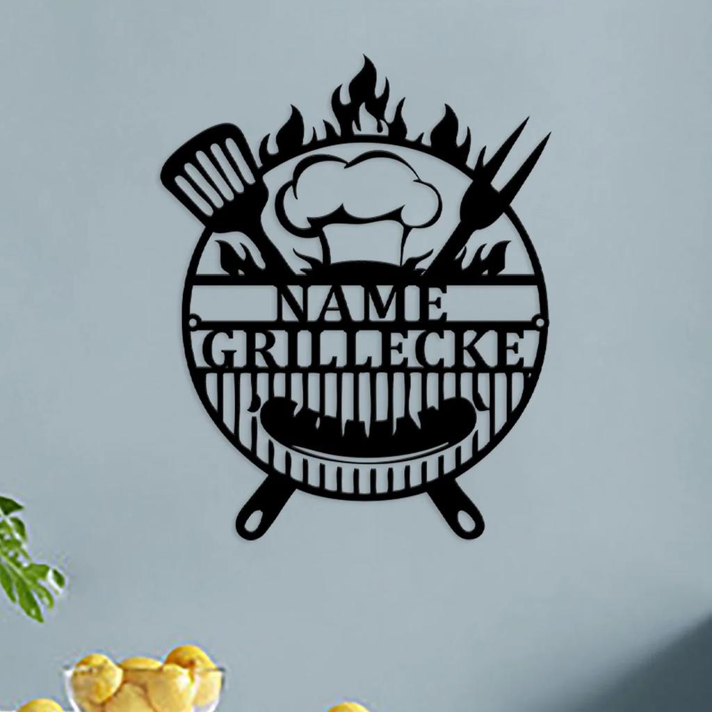 Custom Metal BBQ Sign, Personalized Outdoor Grill Decor, Unique Kitchen Wall Art
