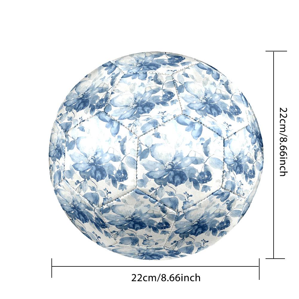 1pc Blue Floral Size 5 Soccer Ball Professional Match Training Football Indoor &Outdoor Sports Ball Lightweight Durable C65147