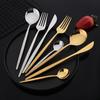 24Pcs Black Western Dinnerware Set Stainless Steel Cutlery Set Fork Steak Knife Spoon Tableware Set Flatware Silverware Set