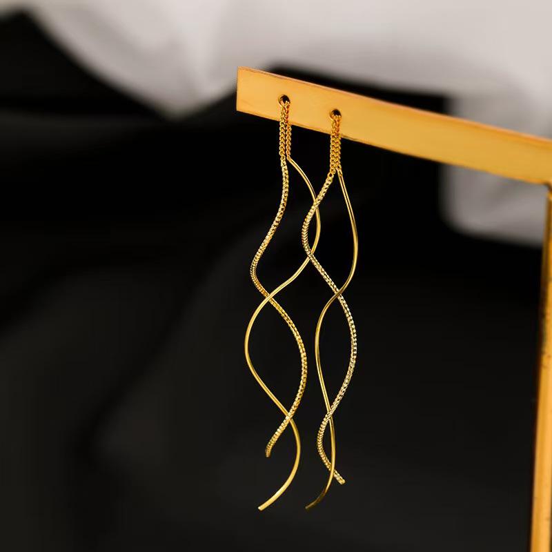 

Wave Thread Tassel Earrings: 2025 Trendy, Round Face-Slimming, Versatile & High-End for Women.