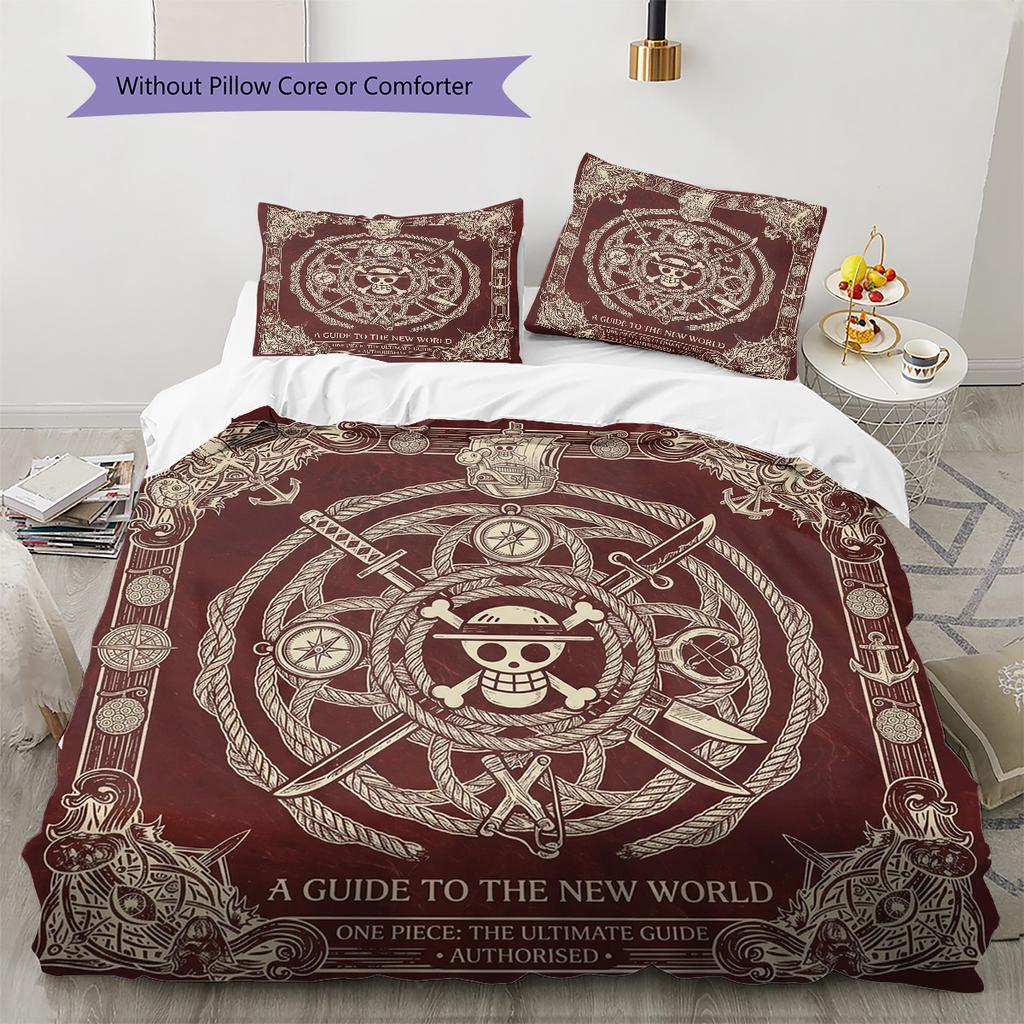 One Piece Art Pattern Bedding Quilt Set Quilt Cover Pillowcase Home Birthday Gift(1 * Duvet Cover + 2 * Pillowcase, Without Core)