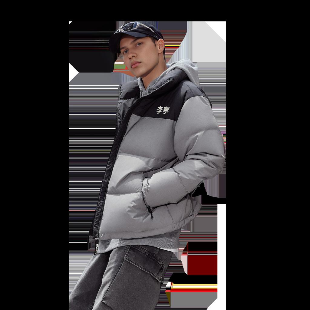 Li Ning Hot Pot Daunenjacken Serie Locker Kurz Stehkragen Reißverschluss Langarm Daunenjacke Unisex Oberbekleidung Thunder-Gray YYMU141-2