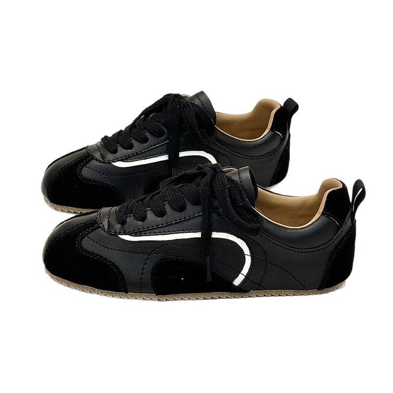 Soft leather puff shoes women's 2025 spring new versatile breathable soft-soled white shoes flat casual retro German training shoes