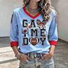 Women's Football Fan Shirt Three-Quarter Sleeve for Day Cheering and Support at the Stadium
