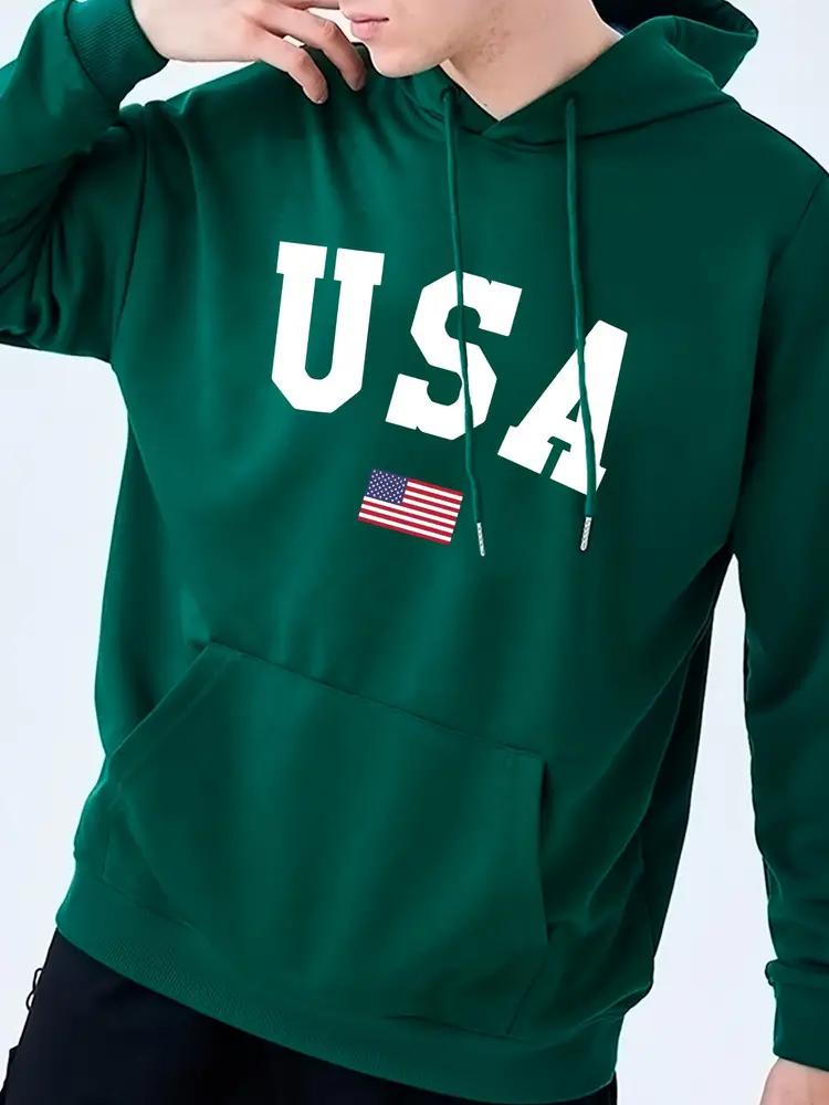 

Премиум мужская толстовка с капюшоном Boston Print, мягкий пуловер с карманом-кенгуру и свободным кроем, стильная повседневная одежда для осени и зимы 4XL зелёный