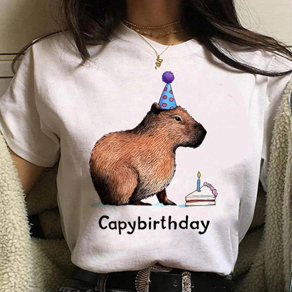 Cute Capybara Clothing T-Shirt Women Vintage Cartoon T Shirt Female Casual Anime Top Tees T Shirt Manga Women Graphic Tee Tops