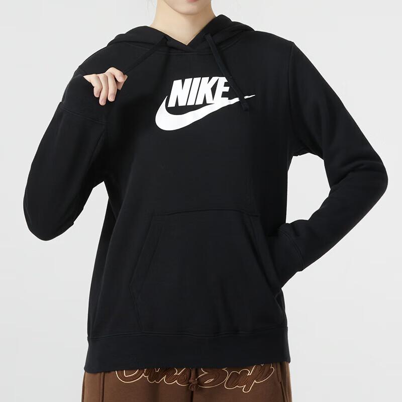 Nike Logo Print Running Training Hoodie American Vintage Women hoodies Black DQ5776-010