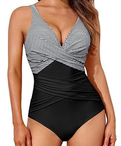 New one-piece swimsuit women's high-waisted tight-fitting cross sexy halter swimsuit