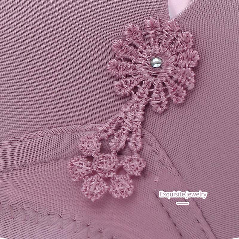 Thin Women's Bra Solid Color Simple Casual Style Comfortable Gather Anti-sagging Underwear Without Steel Ring Large Bra Lightweight Breathable