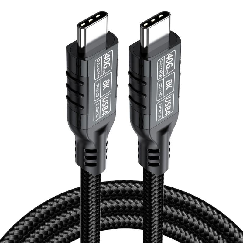 USB C Extension Cable Support 8K@60Hz Video 240W Charging 40Gbps Data Transfer Braided USB 4 Cable for Type C Devices