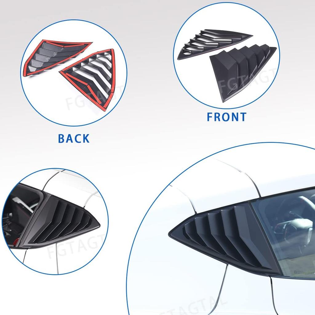 Rear Side Window Louver Cover Compatible with Chevrolet Corvette C8 2020-2025, Rear Window Shutters Trim Cover, Air Vent Scoop Shades Trim