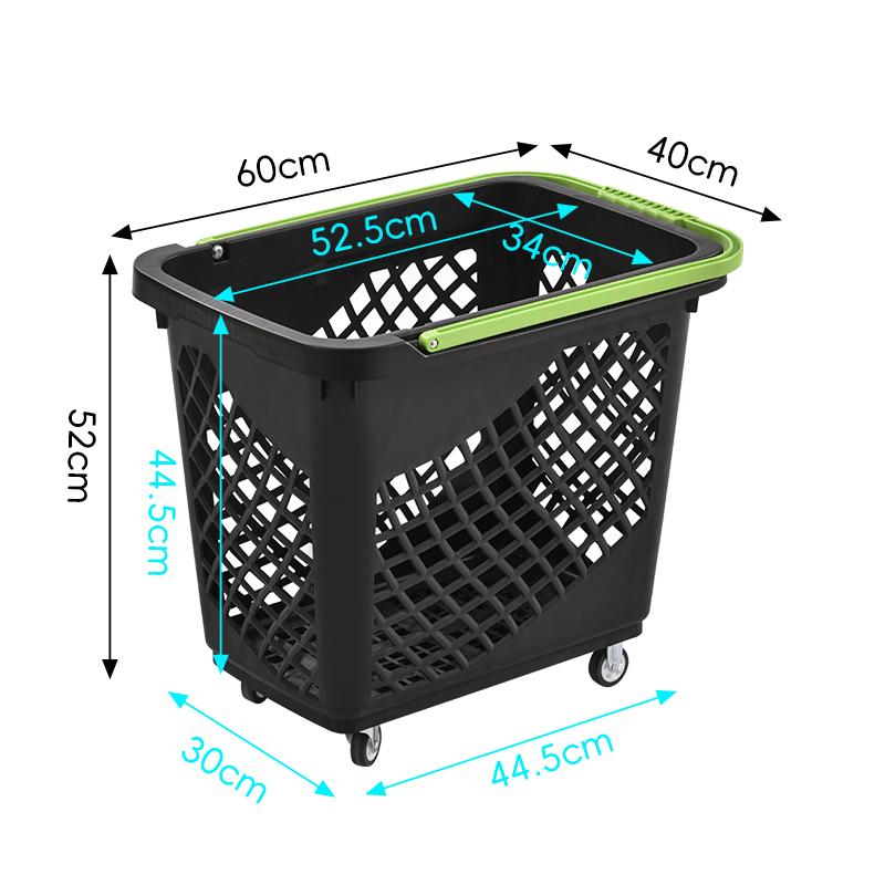 Thickened Plastic Shopping Basket with Wheels Handheld KTV Basket Convenience Store Caddy Vegetable Basket Pull Rod Basket