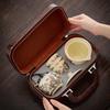 Tourism Tea Drinking Equipment Retro Ru Kiln Opening Set New Chinese Black Pine Plum Blossom Hand Grab Pot Tea Ware Fixed Printing