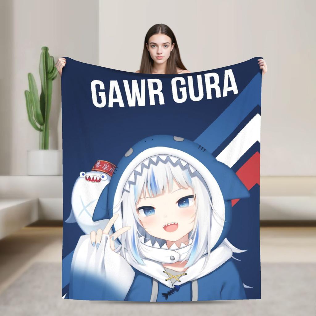 Super Warm Blanket Camping Sameko Saba VTuber Throw Blanket  Flannel Bedspread For Couch Bed Funny Sofa Bed Cover