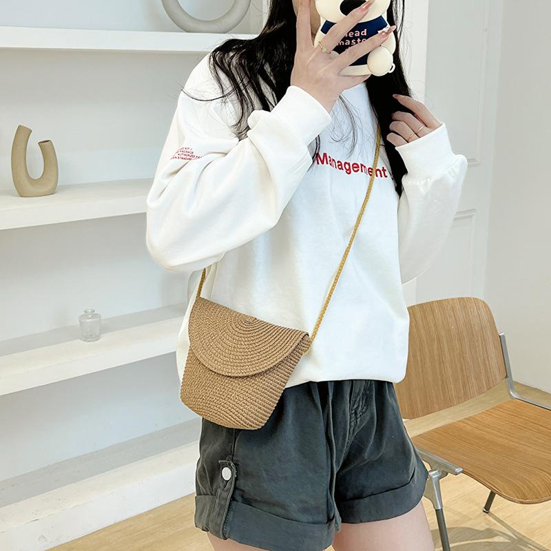 Új Little Fresh kézitáska francia szalma szőtt táska válltáska Sen sorozatú táska Pastoral Crossbody táska nyári táska