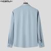 INCERUN Men Turn Down Collar Lace-up Long Sleeve Tops Buttons Casual Shirts