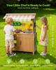Mud Kitchen, Outdoor Mud Kitchen for Kids, Wood Outdoor Play Kitchens with Spoons, Sink, Tank, Sunshade Canopy, Shovels, Cookware Pots and