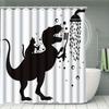 4pcs Funny Dinosaur Shower Curtain Suit, Shower Curtain Suit with Non-slip Bath Mat, Toilet Lid, U-shaped Carpet