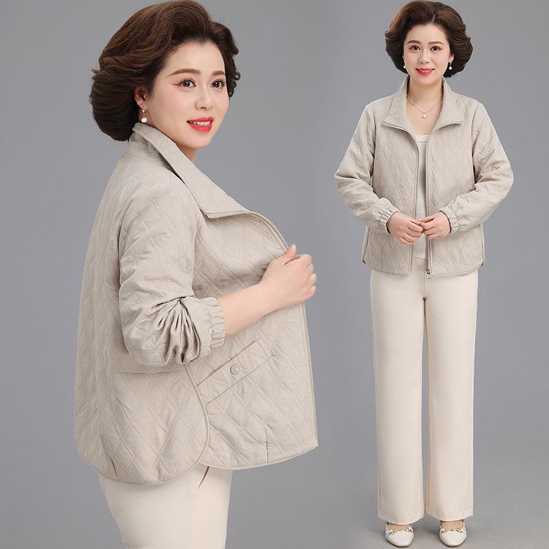 

Mother s Day Spring Lapel Jacket - Quilted Fashion Outerwear for Young and Middle-aged Women L for 105 jin