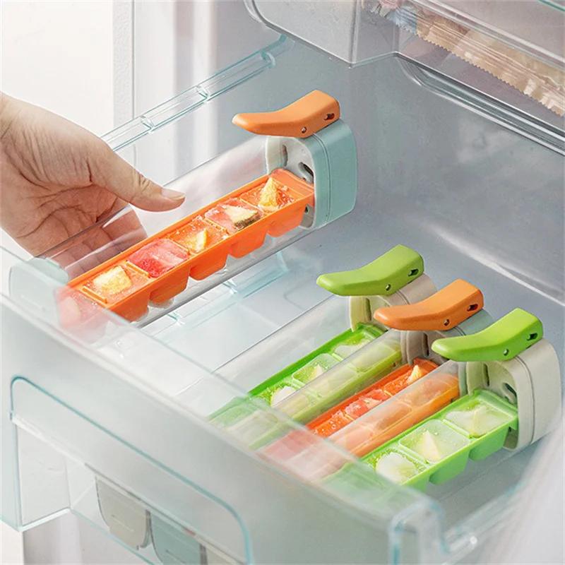 6 Grid Single Handed Press Mold Summer Whiskey Cocktail Drink Ice Making Storage Box Easy Demould