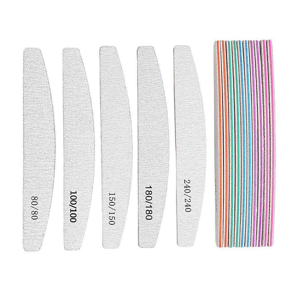 Gray Half-Moon Nail File - Double-Sided Colored Core Sanding Strip for Nail Art