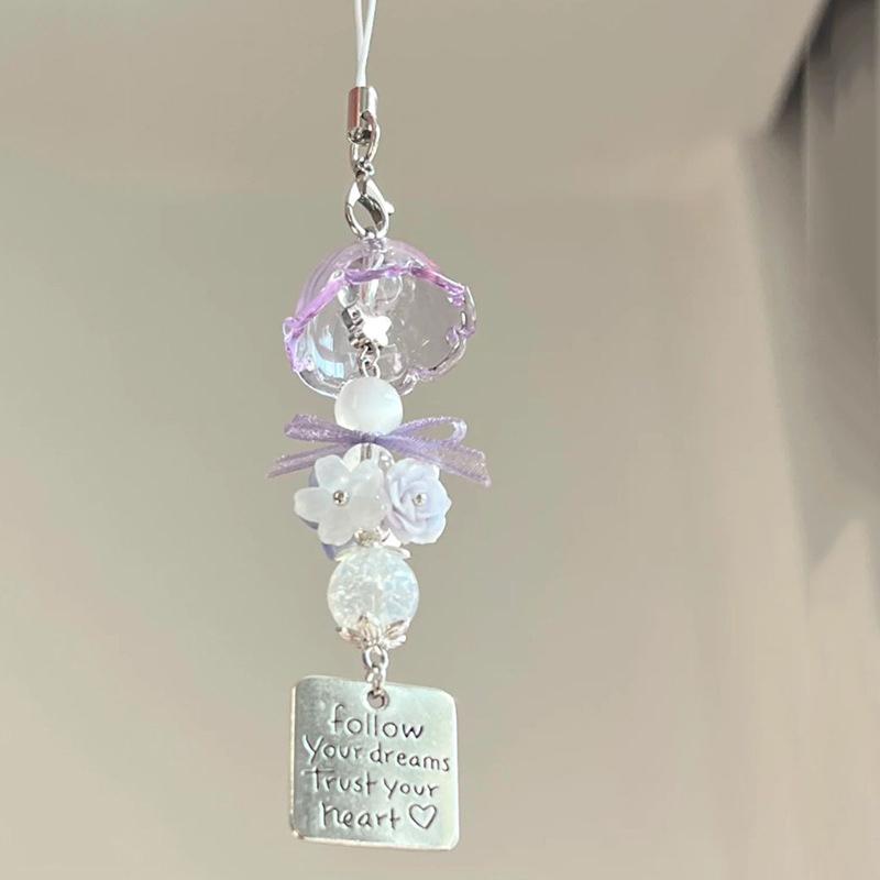 Transparent Keychain Cute Wind Chime Pendant Keyring Mobile Phone Lanyard Kawaii Bag Decorative Accessories Home Decorations