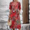 Printed Summer V-neck Casual Vacation Pocket Dress Loungewear Women