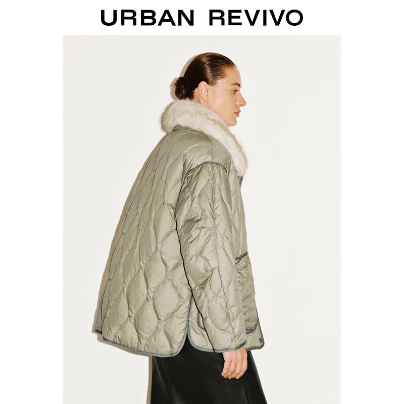 UR 2025 Women's Winter Fur Collar Drawstring Down Jacket