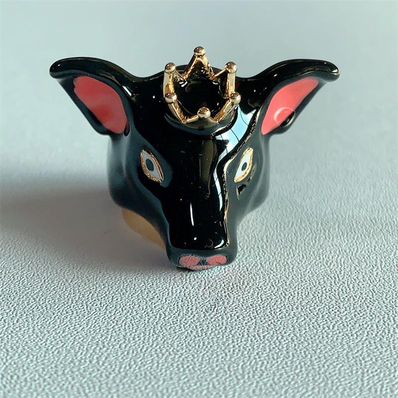 Exaggerated Enamel Drip Glaze Animals Large Ring Pig Bull Head Elephant Massive Rings Y2K Punk Jewelry Gift For Women