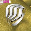 925 Sterling Silver Four Lines Smooth Ring Jewelry