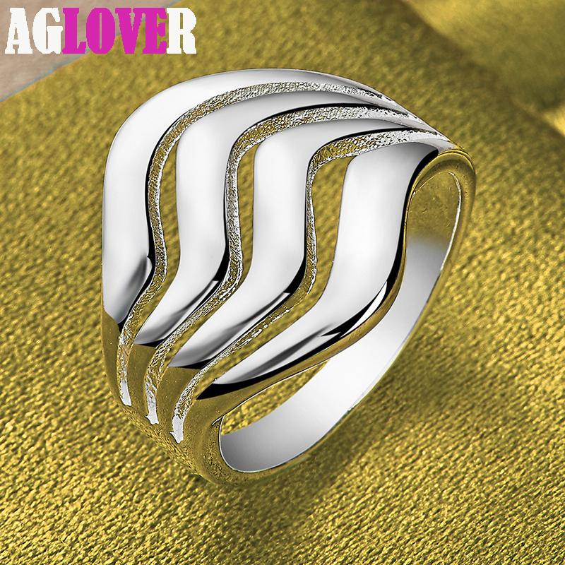 925 Sterling Silver Four Lines Smooth Ring Jewelry