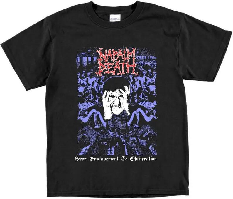 Napalm Death From Enslavement To Obliteration T Shirt Vintage Grindcore Punk SOB