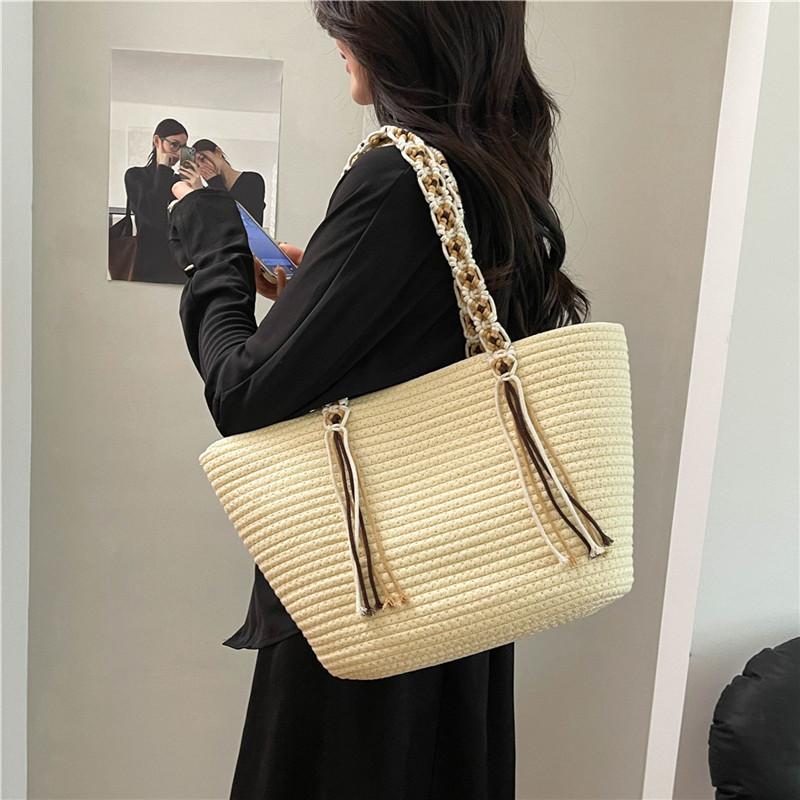 25 Years of Summer New Tote Bag Large Capacity Fashion Versatile Woven Bag Vacation Style Lazy Simple Shoulder Bag Women