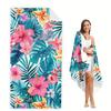 Tropical Flower Vibrant Beach Towel, Exotic Botanical Art Quick-Dry Sand-Free Microfiber Bath Towels for Yoga, Swim and Camping