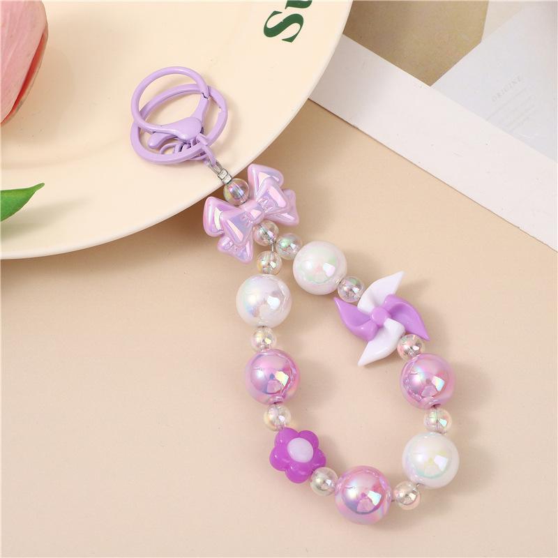 Colorful Beaded Flower Keychain, Kawaii Acrylic Flower Bag Charm with Clip