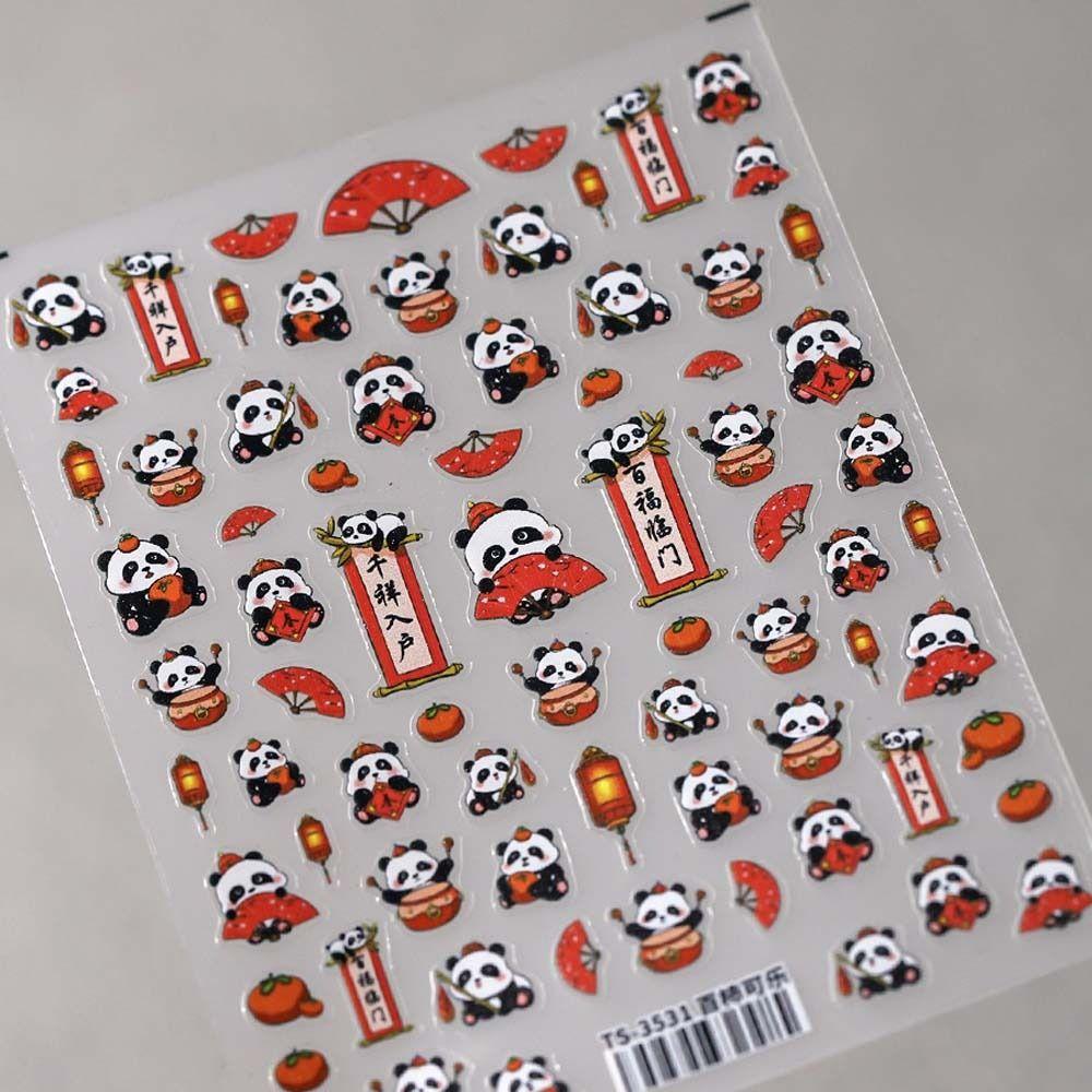 

Наклейки для ногтей Хурма Панда Китайский Новый год Панда Панда Нейл-арт Украшения Салон маникюра b Flat