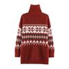European & American Style 2026 Women's Fair Isle Jacquard Half-Zip High-Neck Sweater