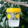 Fruit Fly Trap with Light Outdoor Solar Wasp Trap, Hanging Waterproof Hornet Bucket, Reusable Yellow Jacket Powered LED Light, Catcher for Garden