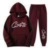 Set Felpa Invernale Unisex Con Grafica Monocromatica Audace Vestibilità Larga Streetwear Tuta per Adolescenti