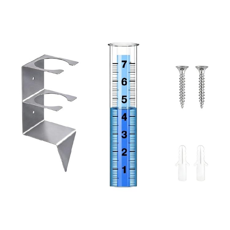 Lawn and Garden Rain Gauge with Clear Tube Wall Mount or Soil Insert Design Metal Holder and Included Hardware for Backyard Rain Tracking