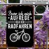 2D Flat 1pc Rustic Metal Wall Art Featuring Bicycle Design with An Inspiring German Cycling Quote - A Durable Aluminium Sign for Mountain Bike