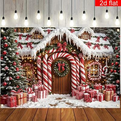 VIKAMA Christmas Cottage Tapestry Family Gathering Christmas Party Home Living Room Wall Hanging Holiday Room Decor