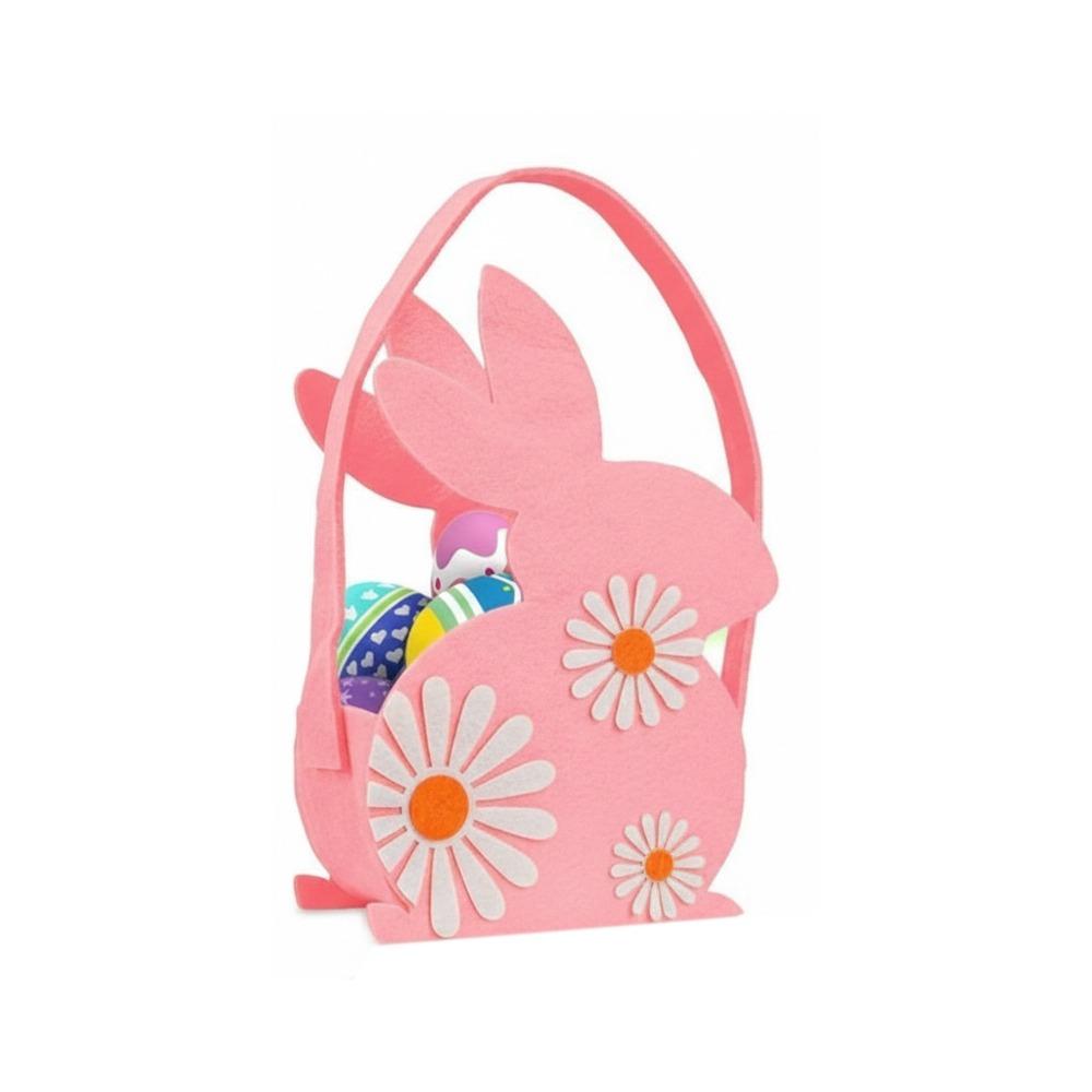 Cartoon Rabbit Egg Basket Cute Candy Gift Bag Multi-functional Easter Felt Basket  Easter Egg