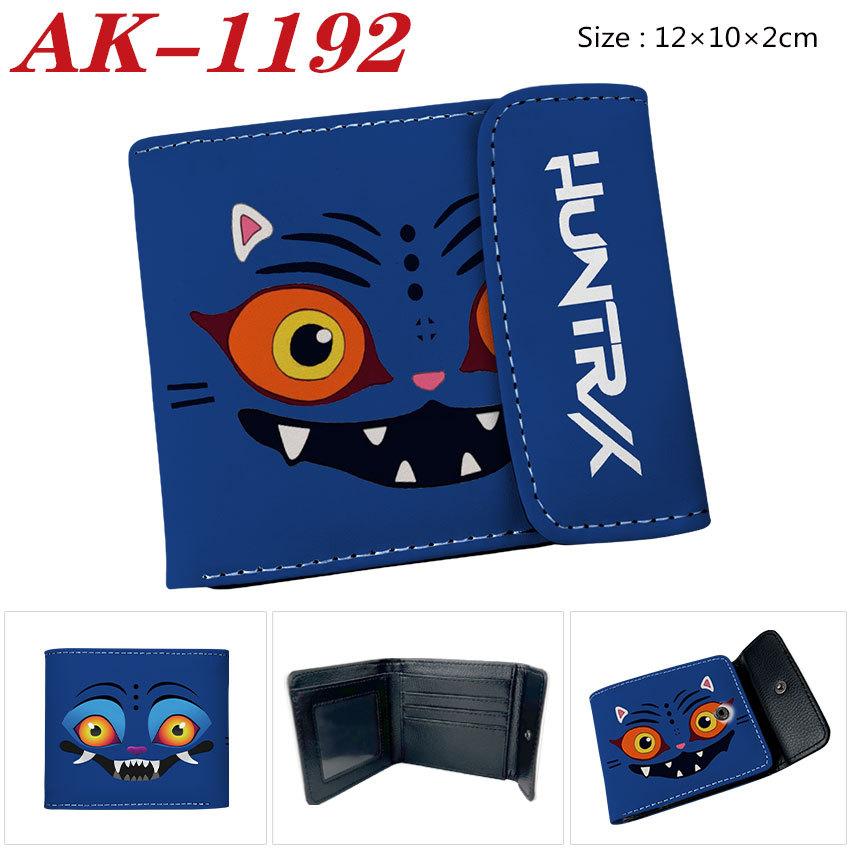 Anime Demon Huntress Group Merchandise Bifold Wallet PU Snap Button Short Purse Cartoon Card Holder Purple