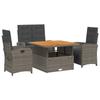 VidaXL Garden Dining Set with Cushions 4 Pcs, Patio Table, Patio Furniture, Outdoor Furniture, Grey 3277345