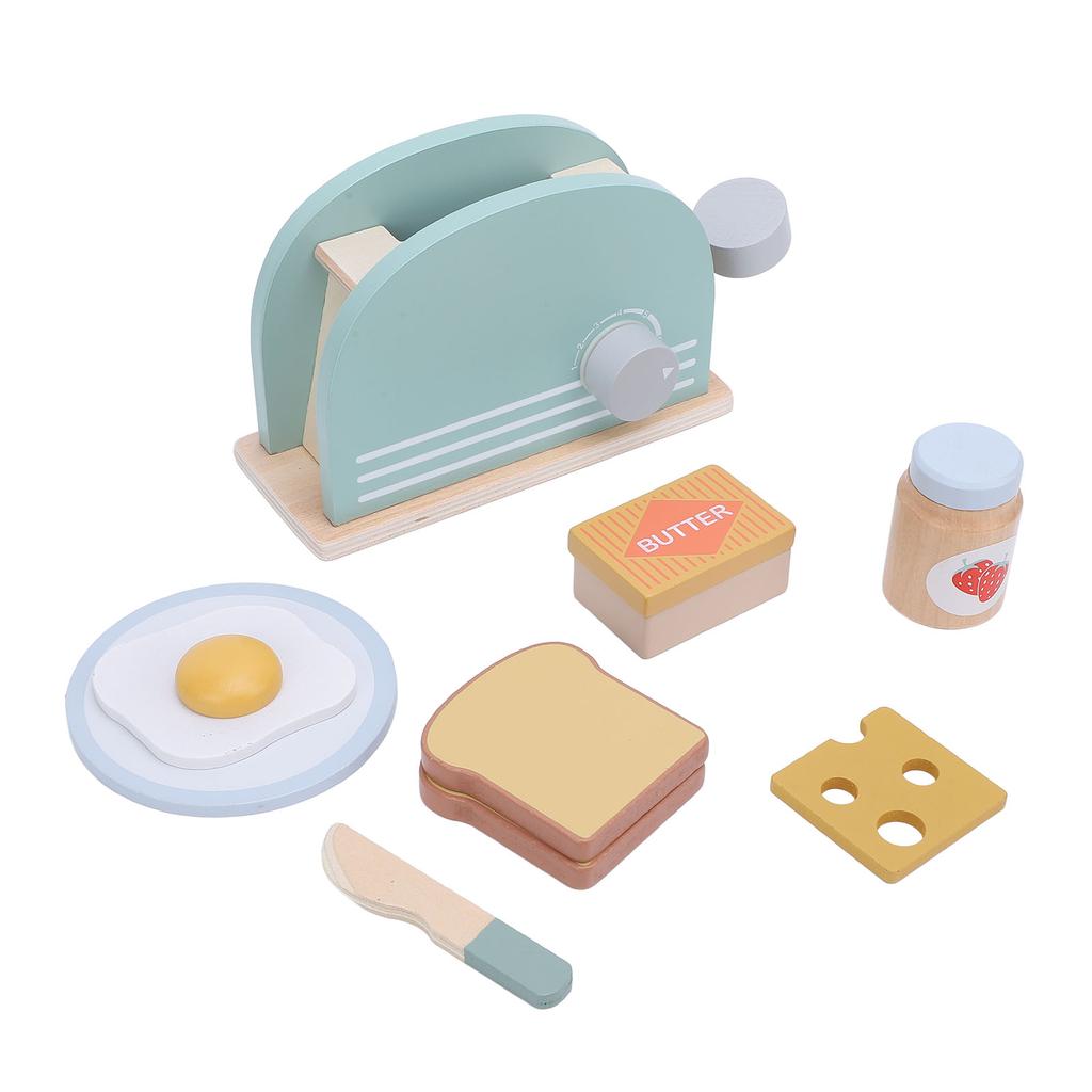 Wooden Toaster Play Set Kids Play Toaster Accessory Set Educational Parent Child Interactive Toy